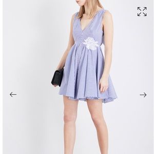 SANDRO Paris Black And White Striped Cotton Mini Dress A-Line Lace Self-…